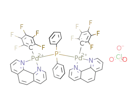 Molecular Structure of 195203-56-6 ([Pd2(μ-PPh2)(C6F5)4(phen)2][ClO4])