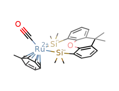 Molecular Structure of 226943-17-5 (Ru(CO)(toluene)((9,9-dimethylxanthene-4,5-diyl)bis(dimethylsilyl)))