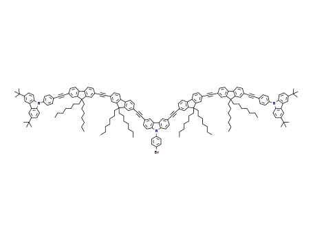 9,9'-(4,4'-(7,7'-(7,7'-(9-(4-bromophenyl)-9H-carbazole-3,6-diyl)bis(ethyne-2,1-diyl)bis(9,9-diheptyl-9H-fluorene-7,2-diyl))bis(ethyne-2,1-diyl)bis(9,9-diheptyl-9H-fluorene-7,2-diyl)bis(ethyne-2,1-diyl))bis(4,1-phenylene))bis(3,6-di-tert-butyl-9H-carbazole)