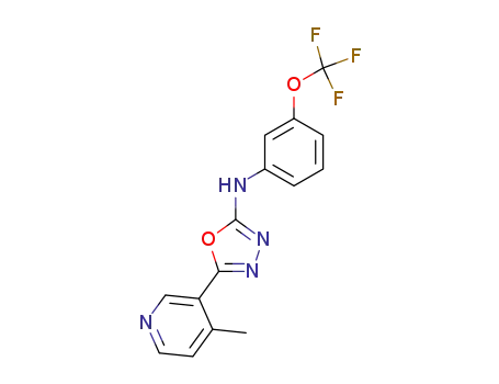 Molecular Structure of 883557-11-7 ([5-(4-methyl-pyridin-3-yl)-[1,3,4]oxadiazol-2-yl]-(3-trifluoromethoxy-phenyl)-amine)