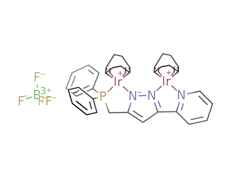 Molecular Structure of 881493-73-8 ([(cod)Ir(3-(diphenylphosphino)methyl-5-pyridylpyrazolato)Ir(cod)]BF<sub>4</sub>)