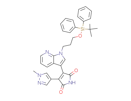 3-{1-[3-(<i>tert</i>-butyl-diphenyl-silanyloxy)-propyl]-1<i>H</i>-pyrrolo[2,3-<i>b</i>]pyridin-3-yl}-4-(1-methyl-1<i>H</i>-pyrazol-4-yl)-pyrrole-2,5-dione