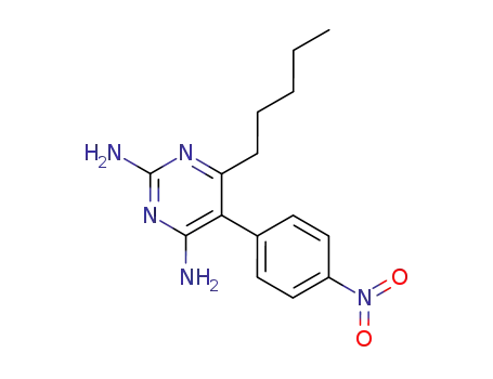 Molecular Structure of 885040-73-3 (2,4-Pyrimidinediamine, 5-(4-nitrophenyl)-6-pentyl-)