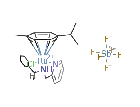[RuCl(CH<sub>3</sub>C<sub>6</sub>H<sub>4</sub>CH(CH<sub>3</sub>)2)(C<sub>6</sub>H<sub>11</sub>CH(CH<sub>3</sub>)NHCH<sub>2</sub>C<sub>5</sub>H<sub>4</sub>N)]<sup>(1+)</sup>*SbF<sub>6</sub><sup>(1-)</sup>=[RuCl(CH<sub>3</sub>C<sub>6</sub>H<sub>4</sub>CH(CH<sub>3</sub>)2)(C<sub>6</sub>H<sub>11</sub>CH(CH<sub>3</sub>)NHCH<sub>2</sub>C<sub>5</sub>H<sub>4</sub>N)]SbF<sub>6</sub>