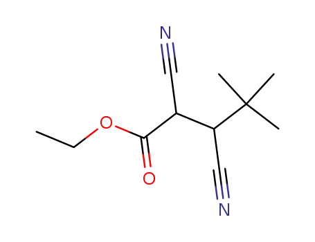 Molecular Structure of 52685-35-5 (Pentanoic acid, 2,3-dicyano-4,4-dimethyl-, ethyl ester)