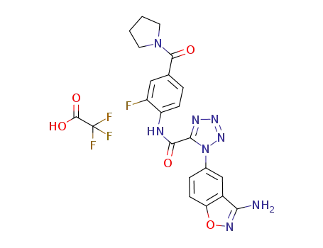 1H-Tetrazole-5-carboxamide,
1-(3-amino-1,2-benzisoxazol-5-yl)-N-[2-fluoro-4-(1-pyrrolidinylcarbonyl)
phenyl]-, mono(trifluoroacetate)