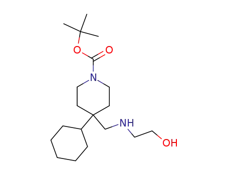 Molecular Structure of 880543-88-4 (1-Piperidinecarboxylic acid,
4-cyclohexyl-4-[[(2-hydroxyethyl)amino]methyl]-, 1,1-dimethylethyl ester)