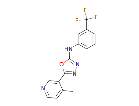 Molecular Structure of 883556-83-0 ([5-(4-methyl-pyridin-3-yl)-[1,3,4]oxadiazol-2-yl]-(3-trifluoromethyl-phenyl)-amine)