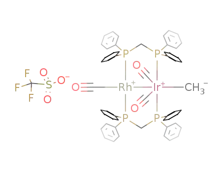 RhIr(CH<sub>3</sub>)(CO)3(((C<sub>6</sub>H<sub>5</sub>)2P)2CH<sub>2</sub>)2<sup>(1+)</sup>*CF<sub>3</sub>SO<sub>3</sub><sup>(1-)</sup>=[RhIr(CH<sub>3</sub>)(CO)3(((C<sub>6</sub>H<sub>5</sub>)2P)2CH<sub>2</sub>)2]OSO<sub>2</sub>CF<sub>3</sub>