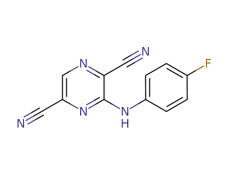Molecular Structure of 918410-44-3 (2,5-Pyrazinedicarbonitrile, 3-[(4-fluorophenyl)amino]-)