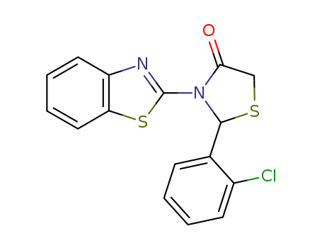 Molecular Structure of 69791-53-3 (3-(1,3-benzothiazol-2-yl)-2-(2-chlorophenyl)-1,3-thiazolidin-4-one)