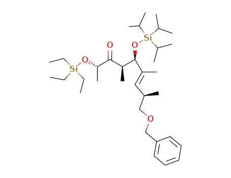 Molecular Structure of 905732-35-6 (4,9-Dioxa-3,10-disiladodecan-6-one,
8-[(1E,3R)-1,3-dimethyl-4-(phenylmethoxy)-1-butenyl]-3,3-diethyl-5,7,11
-trimethyl-10,10-bis(1-methylethyl)-, (5S,7R,8R)-)
