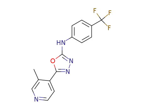 Molecular Structure of 883557-02-6 ([5-(3-methyl-pyridin-4-yl)-[1,3,4]oxadiazol-2-yl]-(4-trifluoromethyl-phenyl)-amine)