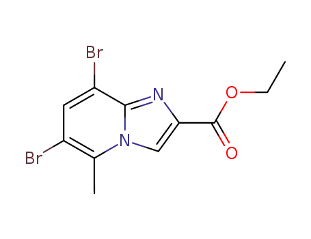 6,8-dibromo-5-methyl-imidazo[1,2-<i>a</i>]pyridine-2-carboxylic acid ethyl ester
