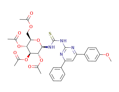 N-(2,3,4,6-tetra-O-acetyl-β-D-glucopyranosyl)-N'-(4'-(p-methoxyphenyl)-6'-diphenylpyrimidin-2'-yl)thiourea