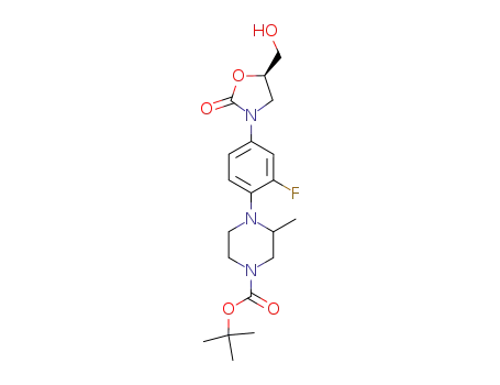 4-[2-fluoro-4-(5-hydroxymethyl-2-oxo-oxazolidin-3-yl)-phenyl]-3-methyl-piperazine-1-carboxylic acid <i>tert</i>-butyl ester