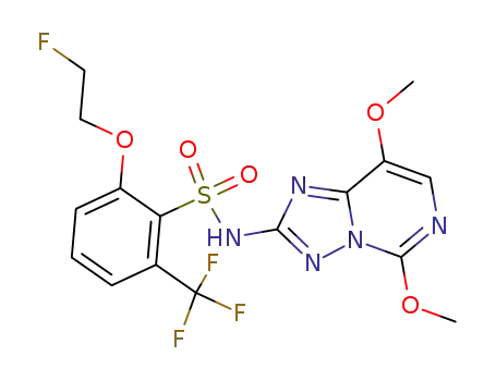 Molecular Structure of 219714-72-4 (2-(2-fluoroethoxy)-6-trifluoromethyl-N-(5,8-dimethoxy-1,2,4-triazolo[1,5-c]pyrimidin-2-yl)benzenesulfonamide)