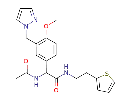 2-(3-((1H-pyrazol-1-yl)methyl)-4-methoxyphenyl)-2-acetamido-N-(2-(thiophen-2-yl)ethyl)acetamide