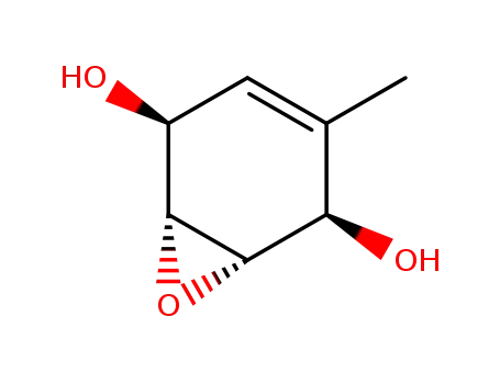 Molecular Structure of 142449-87-4 (7-Oxabicyclo[4.1.0]hept-3-ene-2,5-diol,3-methyl-, (1S,2R,5S,6R)-)