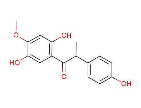 Molecular Structure of 1173912-13-4 (1-(2,5-dihydroxy-4-methoxyphenyl)-2-(4'-hydroxyphenyl)-1-propanone)