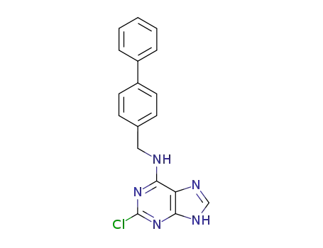 Molecular Structure of 203436-46-8 (1H-Purin-6-amine, N-([1,1'-biphenyl]-4-ylmethyl)-2-chloro-)