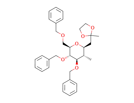 (2R,3S,4R,5S,6S)-3,4-Bis-benzyloxy-2-benzyloxymethyl-5-methyl-6-(2-methyl-[1,3]dioxolan-2-ylmethyl)-tetrahydro-pyran