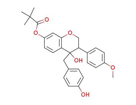 Propanoic acid, 2,2-dimethyl-,
3,4-dihydro-4-hydroxy-4-[(4-hydroxyphenyl)methyl]-3-(4-methoxyphenyl)-
2H-1-benzopyran-7-yl ester