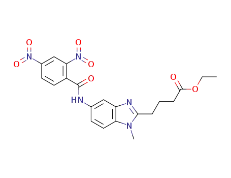 Molecular Structure of 1227860-30-1 (ethyl 4-(5-(2,4-dinitrobenzamido)-1-methyl-1H-benzimidazol-2-yl)butanoate)