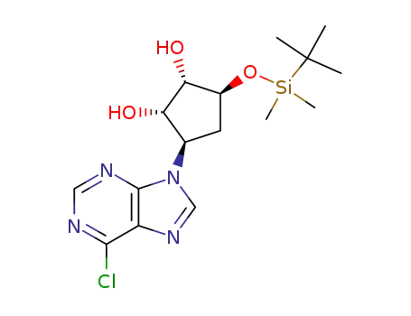 (1S,2S,3S,5R)-3-(tert-Butyl-dimethyl-silanyloxy)-5-(6-chloro-purin-9-yl)-cyclopentane-1,2-diol