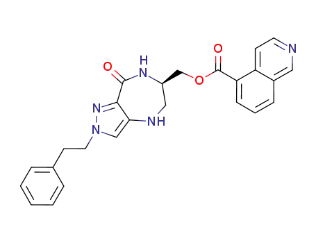 Molecular Structure of 1198319-72-0 ((R)-(8-oxo-2-(2-phenethyl)-2,4,5,6,7,8-hexahydropyrazolo[4,3-e][1,4]diazepin-6-yl)methyl isoquinoline-5-carboxylate)