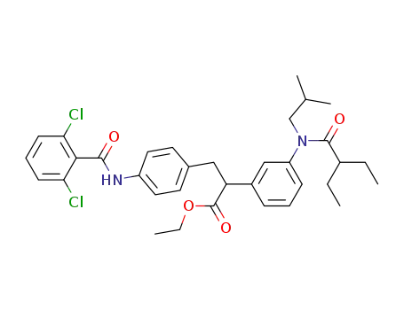 Molecular Structure of 400648-56-8 (3-[4-(2,6-dichloro-benzoylamino)-phenyl]-2-{3-[(2-ethyl-butyryl)-isobutyl-amino]-phenyl}-propionic acid ethyl ester)