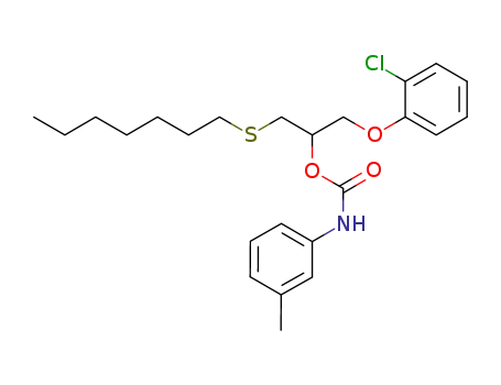 Molecular Structure of 138345-26-3 (Carbamic acid, (3-methylphenyl)-,
2-(2-chlorophenoxy)-1-[(heptylthio)methyl]ethyl ester)