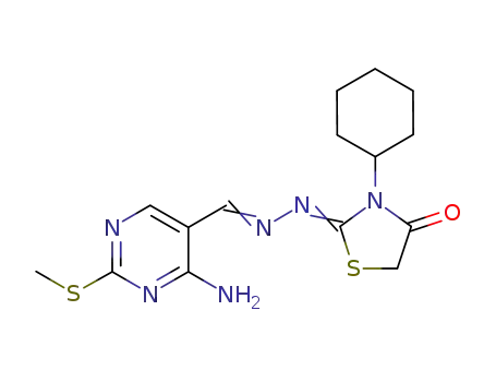2-(2-((4-amino-2-(methylthio)pyrimidin-5-yl)methylene)hydrazono)-3-cyclohexylthiazolidin-4-one