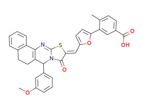 (Z)-3-(5-((7-(3-methoxyphenyl)-9-oxo-5H-benzo[h]thiazolo[2,3-b]quinazolin-10(6H,7H,9H)-ylidene)methyl)furan-2-yl)-4-methylbenzoic acid