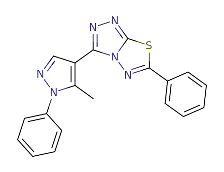 Molecular Structure of 1266331-59-2 (3-(5-methyl-1-phenyl-1H-4-pyrazolyl)-6-phenyl[1,2,4]triazolo[3,4-b][1,3,4]thiadiazole)