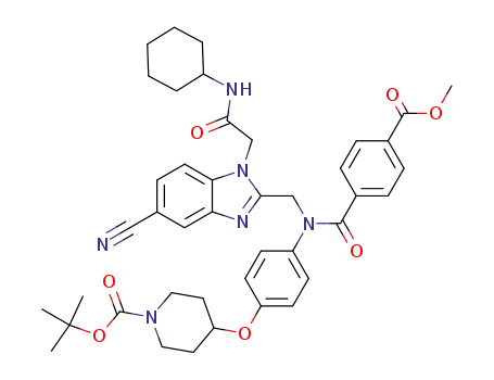 2-[N-[4-(1-tert-Butoxycarbonylpiperidin-4-yloxy)phenyl]-N-(4-methoxycarbonyl-benzoyl)aminomethyl]-1-(cyclohexylcarbamoylmethyl)-5-cyanobenzimidazole