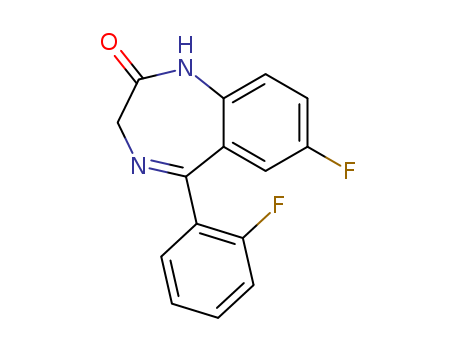 Molecular Structure of 1683-67-6 (2H-1,4-Benzodiazepin-2-one,7-fluoro-5-(2-fluorophenyl)-1,3-dihydro-)