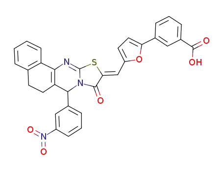 (Z)-3-(5-((7-(3-nitrophenyl)-9-oxo-5H-benzo[h]thiazolo[2,3-b]quinazolin-10(6H,7H,9H)-ylidene)methyl)furan-2-yl)benzoic acid
