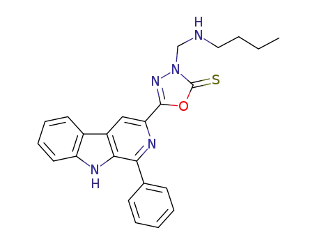 Molecular Structure of 1252605-74-5 (1-phenyl-3-[3-(butylaminomethyl)-2-thioxo-1,3,4-oxadiazol-5-yl]-β-carboline)
