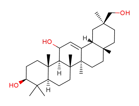 Molecular Structure of 77397-93-4 (11-hydroxymethyl-4,4,6a,6b,8a,11,14b-heptamethyl-1,2,3,4,4a,5,6,6a,6b,7,8,8a,9,10,11,12,12a,14,14a,14b-eicosahydro-picene-3,14-diol)