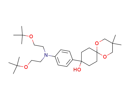 Molecular Structure of 619261-13-1 (3,3-dimethyl-9-{4-[N,N-bis(2-tert-butoxyethyl)amino]phenyl}-1,5-dioxaspiro[5.5]undecan-9-ol)