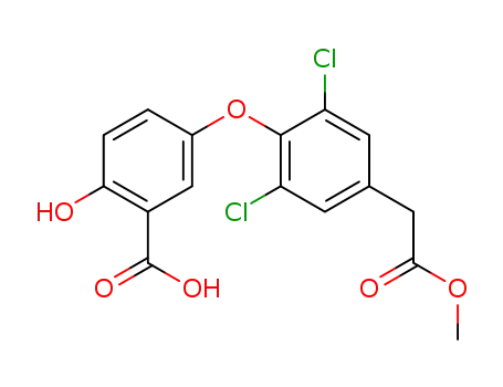 Molecular Structure of 788824-09-9 (5-(2,6-dichloro-4-methoxycarbonylmethyl-phenoxy)-2-hydroxy-benzoic acid)