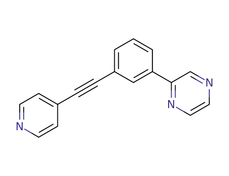 Molecular Structure of 918540-97-3 (Pyrazine, 2-[3-[2-(4-pyridinyl)ethynyl]phenyl]-)