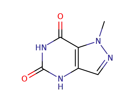 Molecular Structure of 83824-38-8 (1-Methyl-1,4-dihydro-pyrazolo[4,3-d]pyrimidine-5,7-dione)