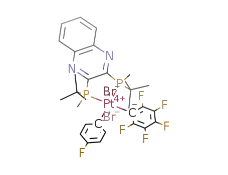 bisbromo(p-fluorophenyl)(pentafluorophenyl)((R,R)-(-)-2,3-bis(tert-butylmethylphosphino)qinoxaline)platinum(IV)