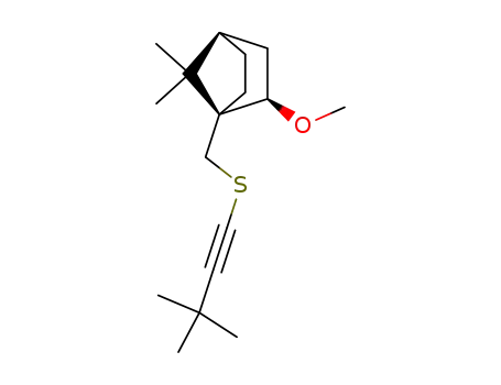 Molecular Structure of 649885-49-4 (Bicyclo[2.2.1]heptane,
1-[[(3,3-dimethyl-1-butynyl)thio]methyl]-2-methoxy-7,7-dimethyl-,
(1S,2R,4R)-)