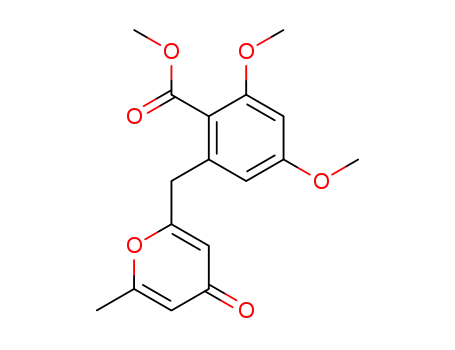 Benzoic acid, 2,4-dimethoxy-6-[(6-methyl-4-oxo-4H-pyran-2-yl)methyl]-,
methyl ester