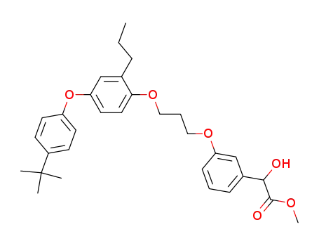 Molecular Structure of 606966-64-7 ((3-{3-[4-(4-<i>tert</i>-butyl-phenoxy)-2-propyl-phenoxy]-propoxy}-phenyl)-hydroxy-acetic acid methyl ester)