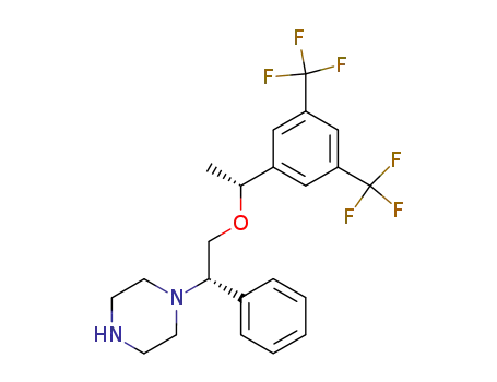 Molecular Structure of 346417-35-4 (1-{(S)-2-[(R)-1-(3,5-Bis-trifluoromethyl-phenyl)-ethoxy]-1-phenyl-ethyl}-piperazine)