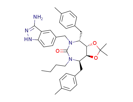 (3aS,4R,8R,8aS)-5-(3-Amino-1H-indazol-5-ylmethyl)-7-butyl-2,2-dimethyl-4,8-bis-(4-methyl-benzyl)-hexahydro-1,3-dioxa-5,7-diaza-azulen-6-one